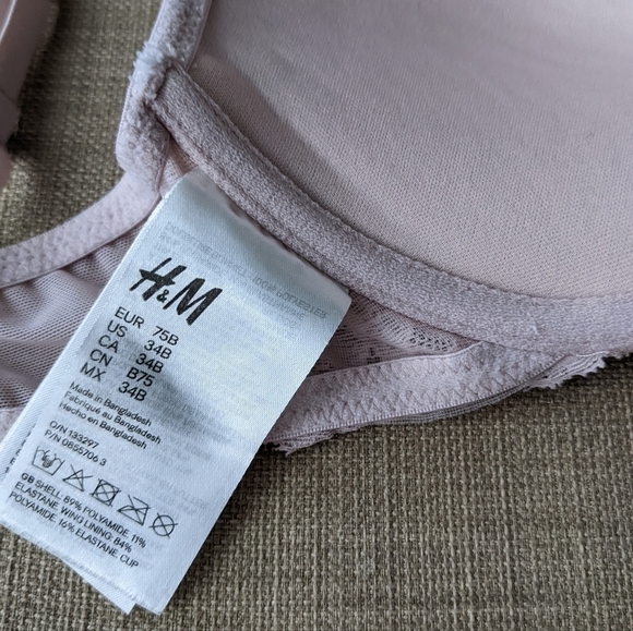 H&M push up lace bra nude tan size 34B B052 - Picture 2 of 6